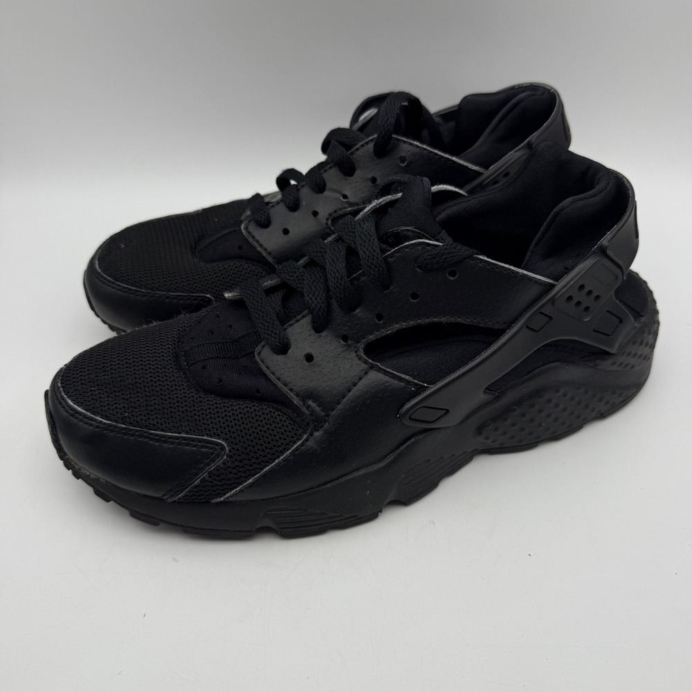 Nike Huarache‎ Run Sneakers All Black Athletic Shoes Youth Size 6.5Y